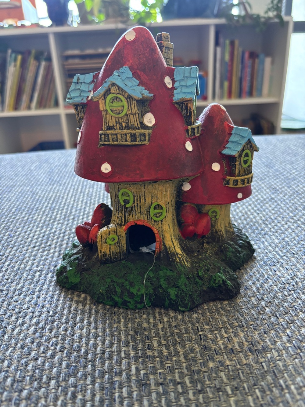 Red Mushroom Fairy House Aquarium Décor 7 Inch Whimsical Ornament